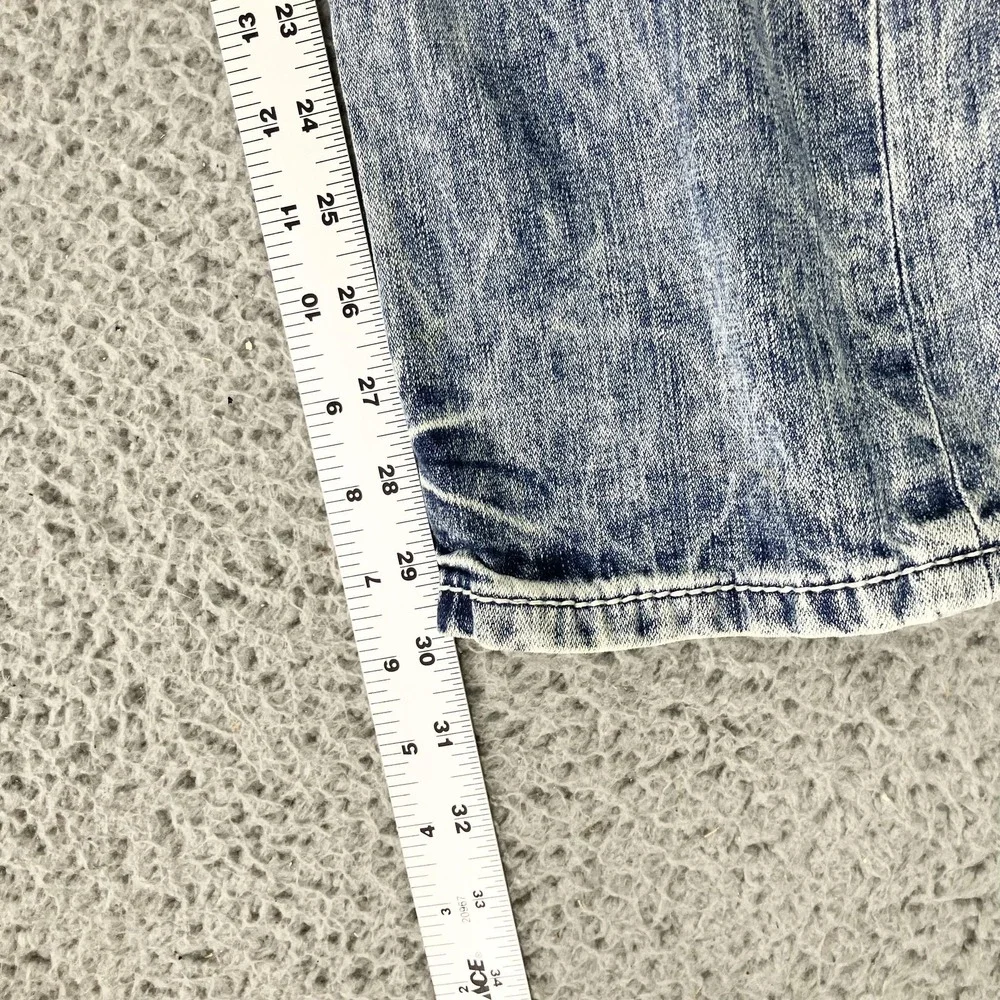 BKE Carter Straight Jeans Mens 31x30 Blue Acid Wash Denim Embroidered Distressed